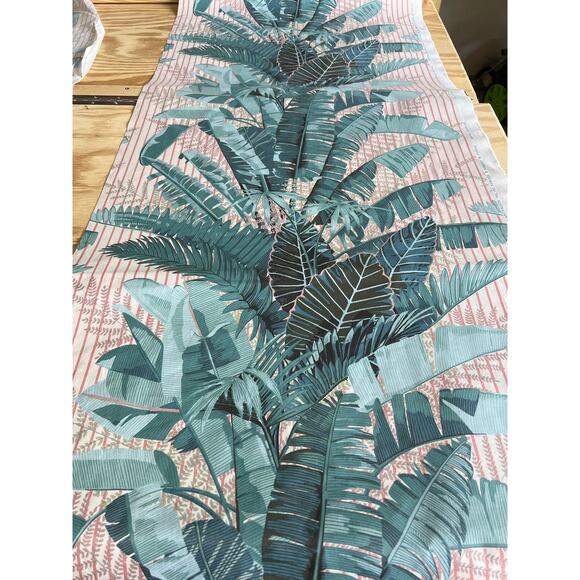Vtg Warner & Sons Upholstery Fabric Remnant 28x92" Brisbane Palms Large Scale - Picture 7 of 11